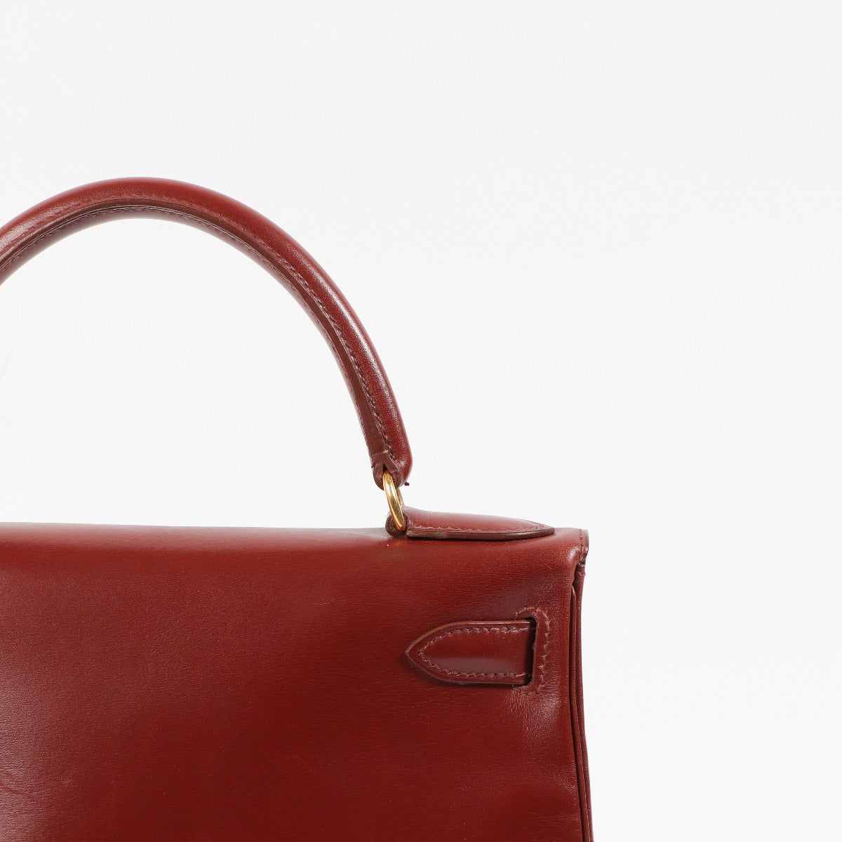 Hermès Vintage Kelly 28 Rouge H Box Gold Hardware