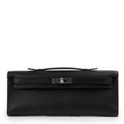 Shop safe online 100% authentic brand new Hermès Kelly Cut Pochette Black Swift PHW in brand new condition at Labellov in Antwerp.