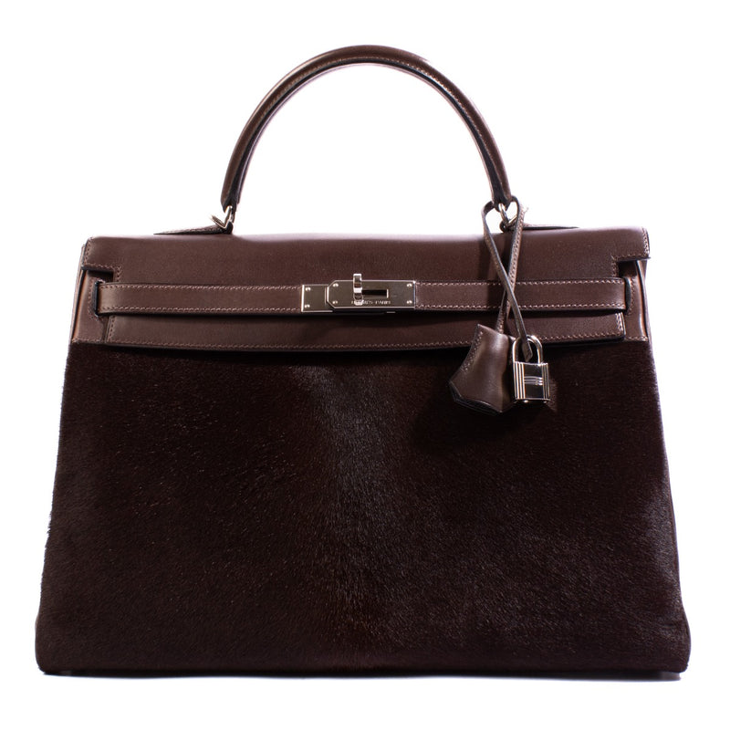 Hermès Kelly 35 Troika Ebene Pony Hair/Evercalf