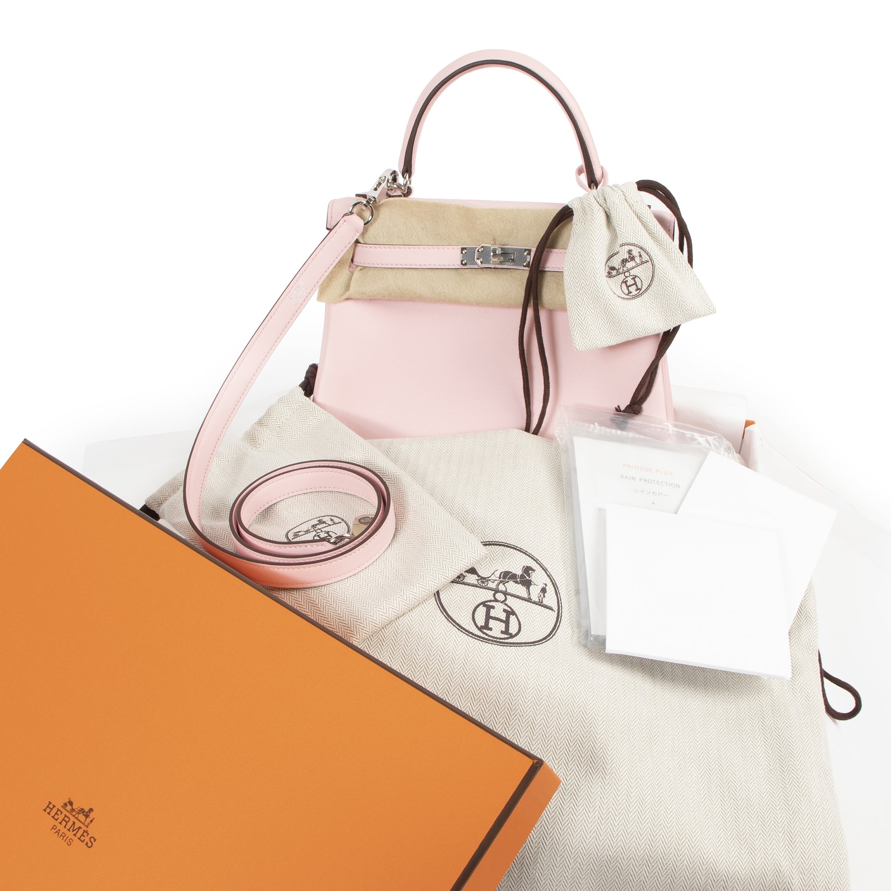 Hermès Kelly 25 Rose Sakura Swift PHW