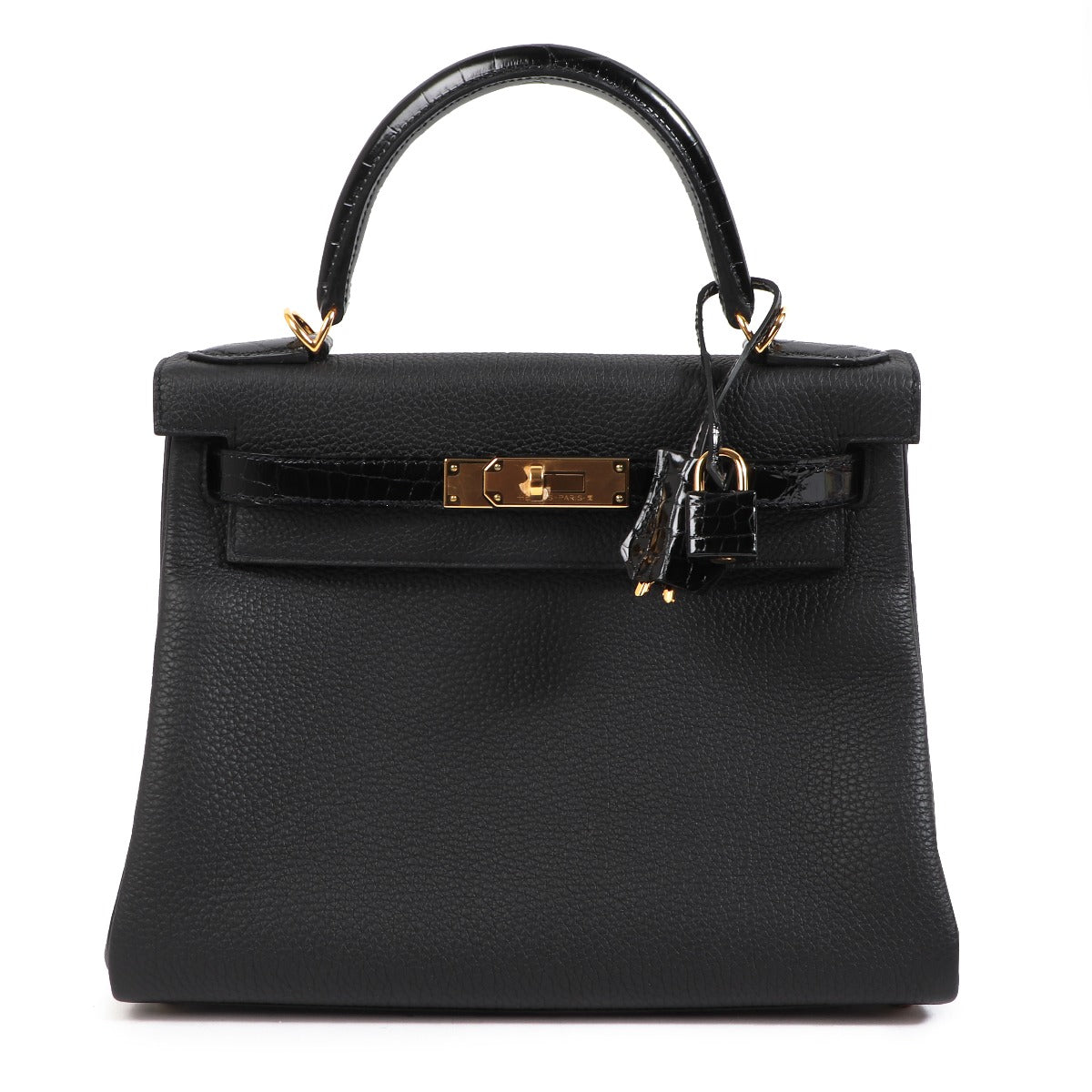 Hermès Kelly 28 Touch 3 Black Togo & Crocodile Niloticus GHW