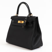 Hermès Kelly 28 Touch 3 Black Togo & Crocodile Niloticus GHW