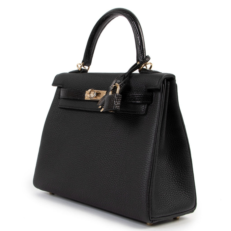 Hermès Kelly 25 Touch Zwart Togo/Hagedis PBHW