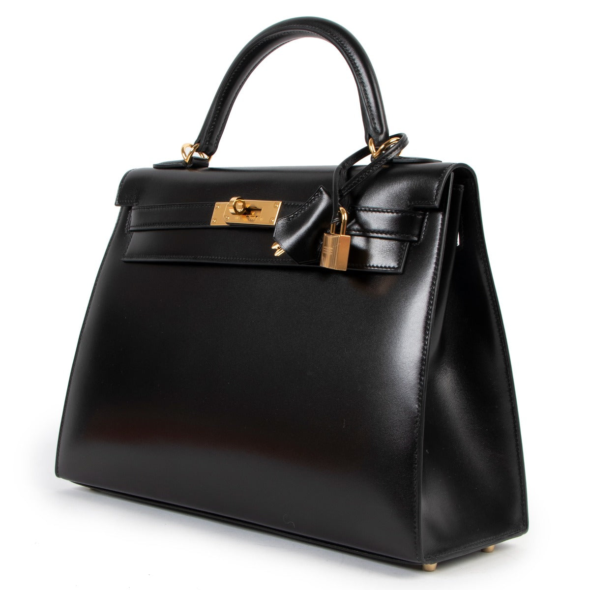 Hermès Kelly 32 Black Box Gold Hardware