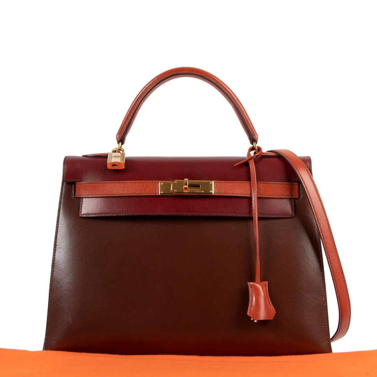 Hermès Kelly 32 Sellier Box Tri-colour Gold Hardware Limited Edition