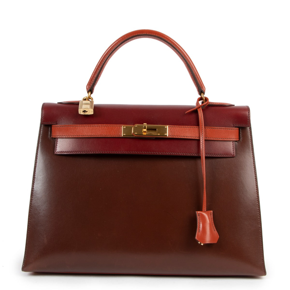 Hermès Kelly 32 Sellier Box Tri-colour Gold Hardware Limited Edition