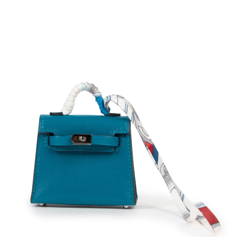 Hermes Kelly Twilly Charm Bleu Izmir Blanc Rouge Vert Veau Tadelakt PHW