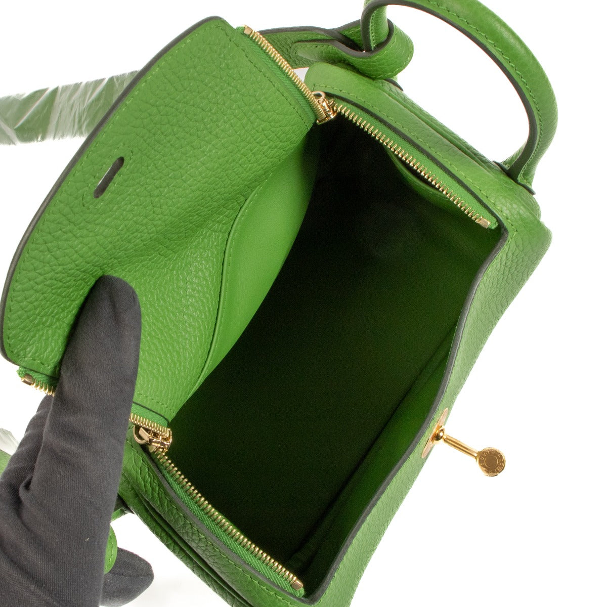 Hermès Lindy Mini Vert Yucca Taurillon Clemence GHW