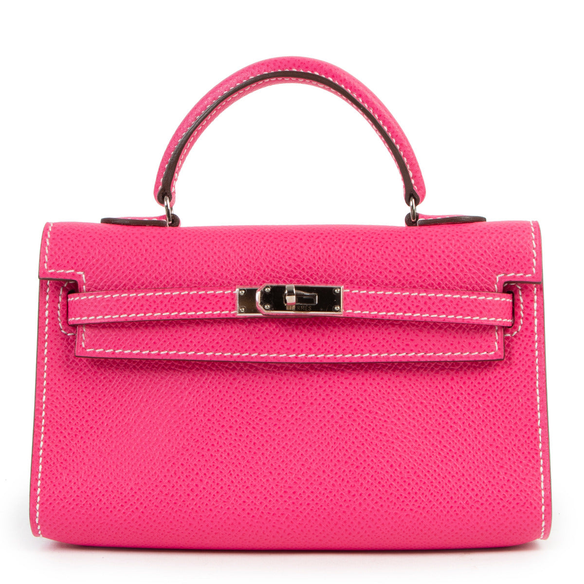 Hermès Micro Kelly 15 Rose Tyrien Epsom PHW for the best price at Labellov secondhand luxury in Antwerp.