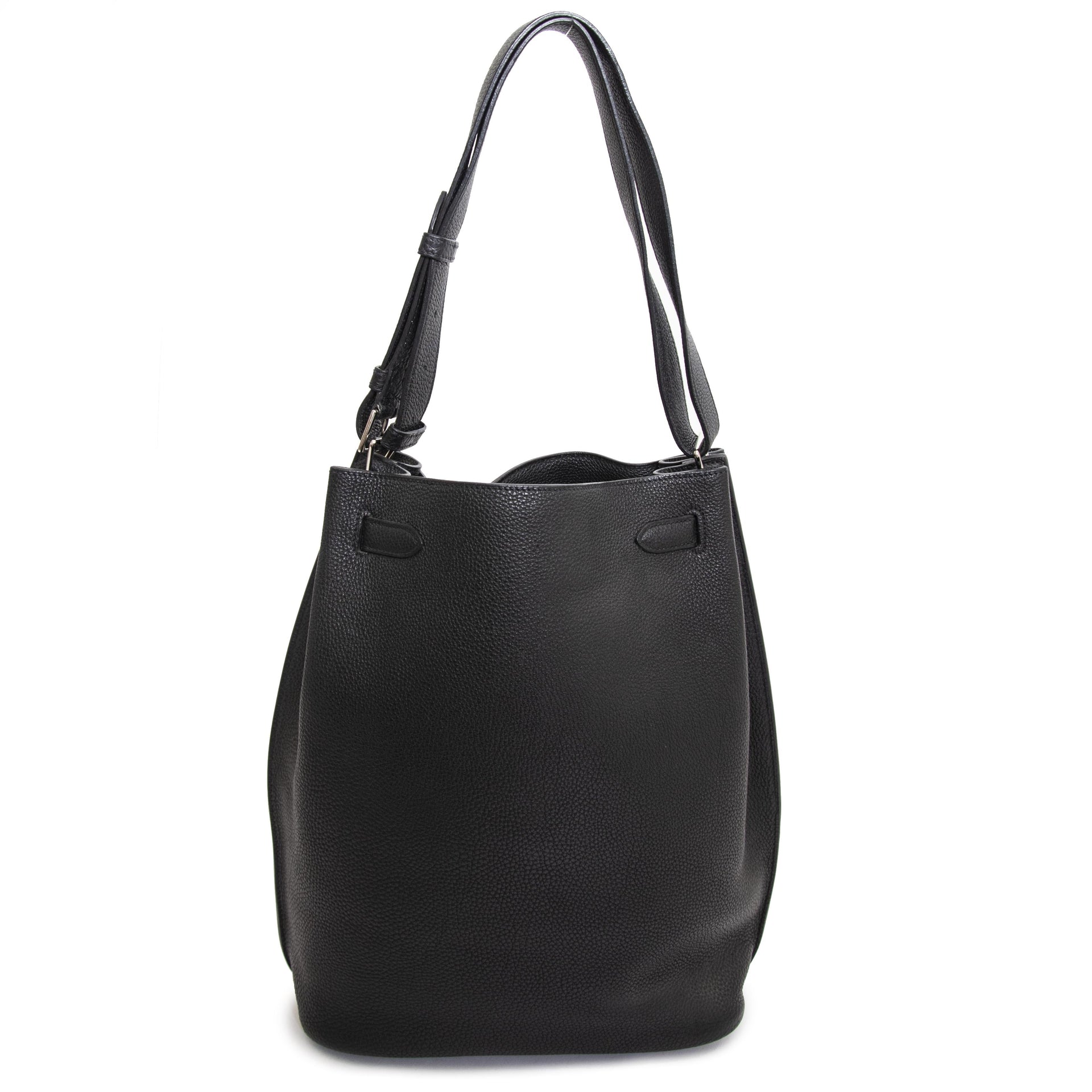 koop veilig online tegen de beste prijs Hermes So Kelly Black Togo PHW