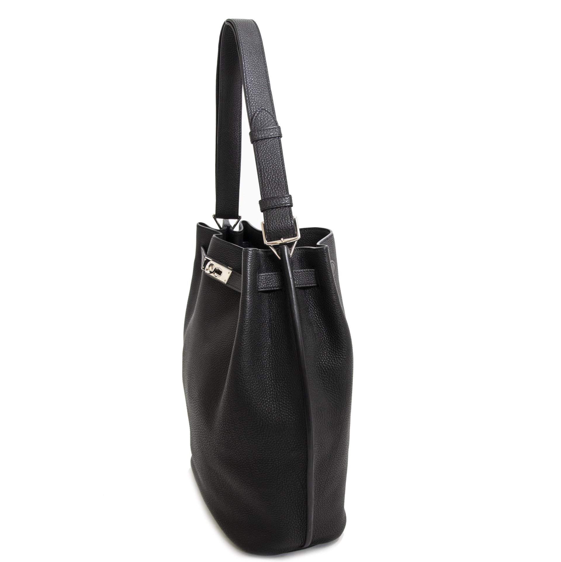 koop veilig online koop veilig online tegen de beste prijs Hermes So Kelly Black Togo PHW
