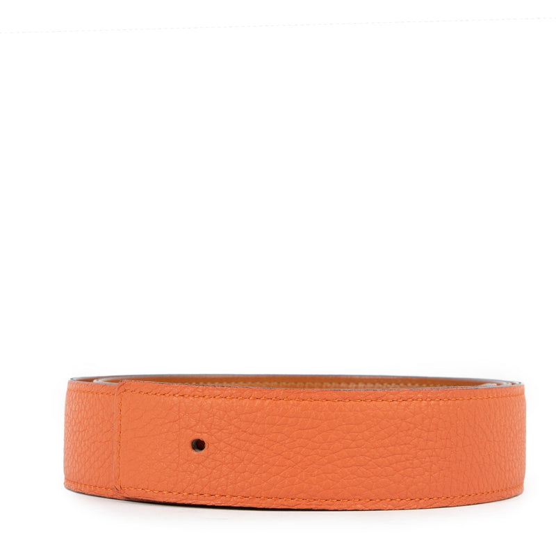 Hermès Orange Togo/Gold Tatelakt Reversible Leather Belt Strap