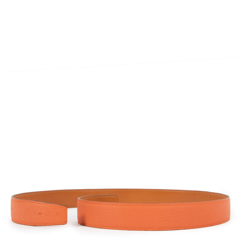 Hermès Orange Togo/Gold Tatelakt Reversible Leather Belt Strap