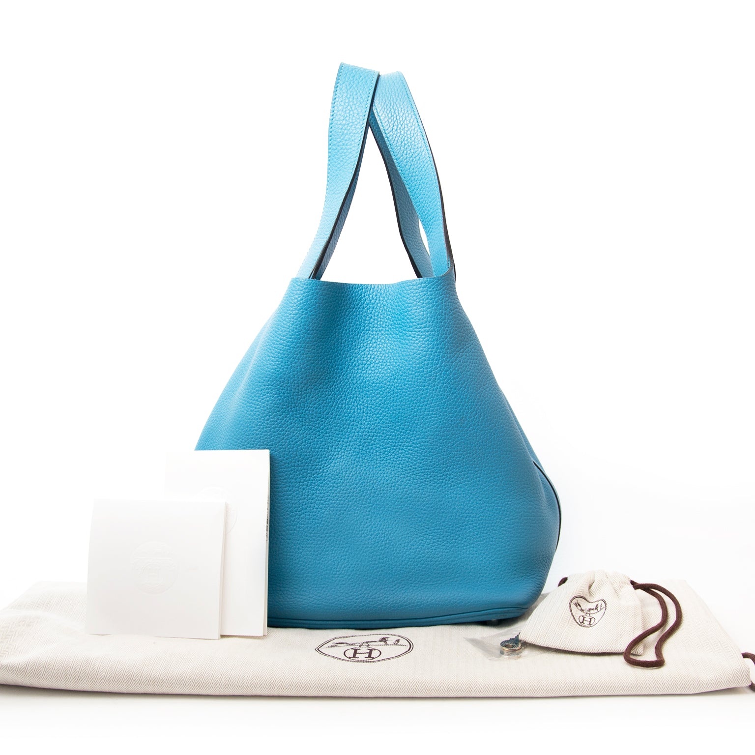 koop veilig online aan de beste prijs jou tweedehands Hermes Turquoise Picotin Clemence Taurillon