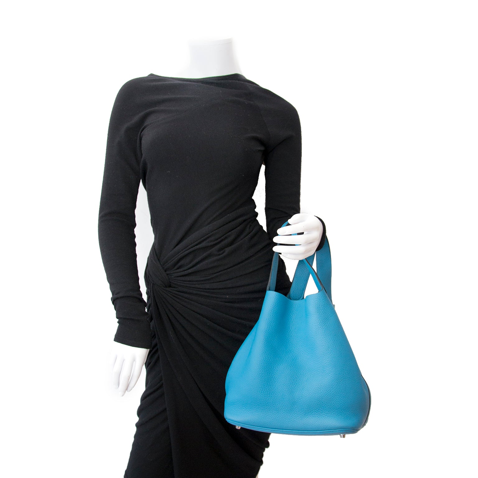 koop veilig online aan de beste prijs jou tweedehands Hermes Turquoise Picotin Clemence Taurillon