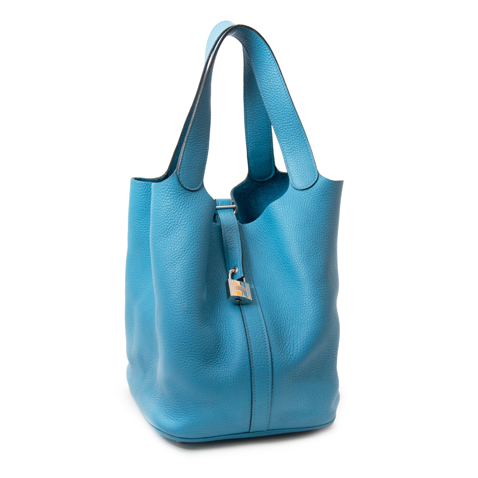 koop veilig online aan de beste prijs jou tweedehands Hermes Turquoise Picotin Clemence Taurillon