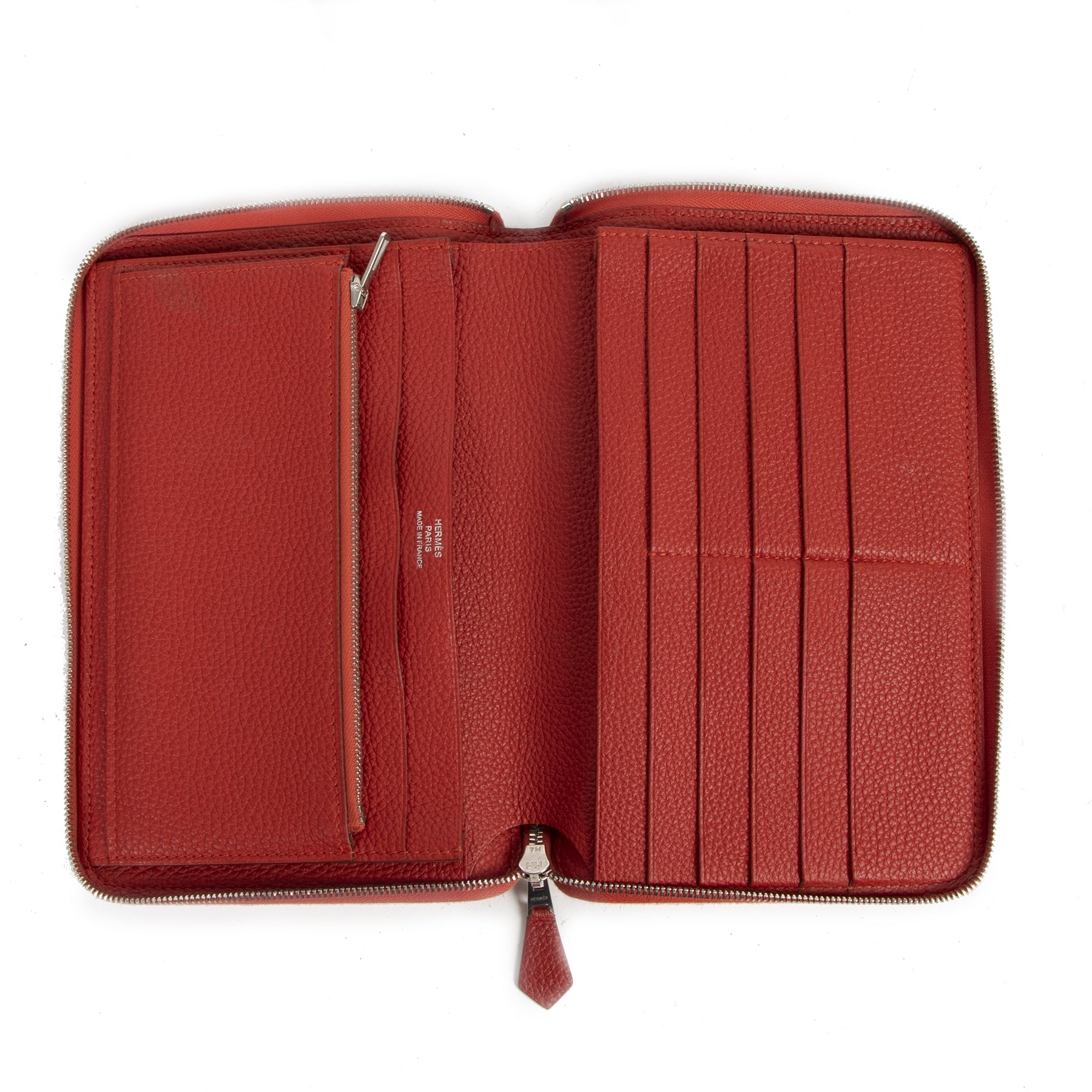 shop safe online secondhand Hermes Vermillon Azap Classique Wallet