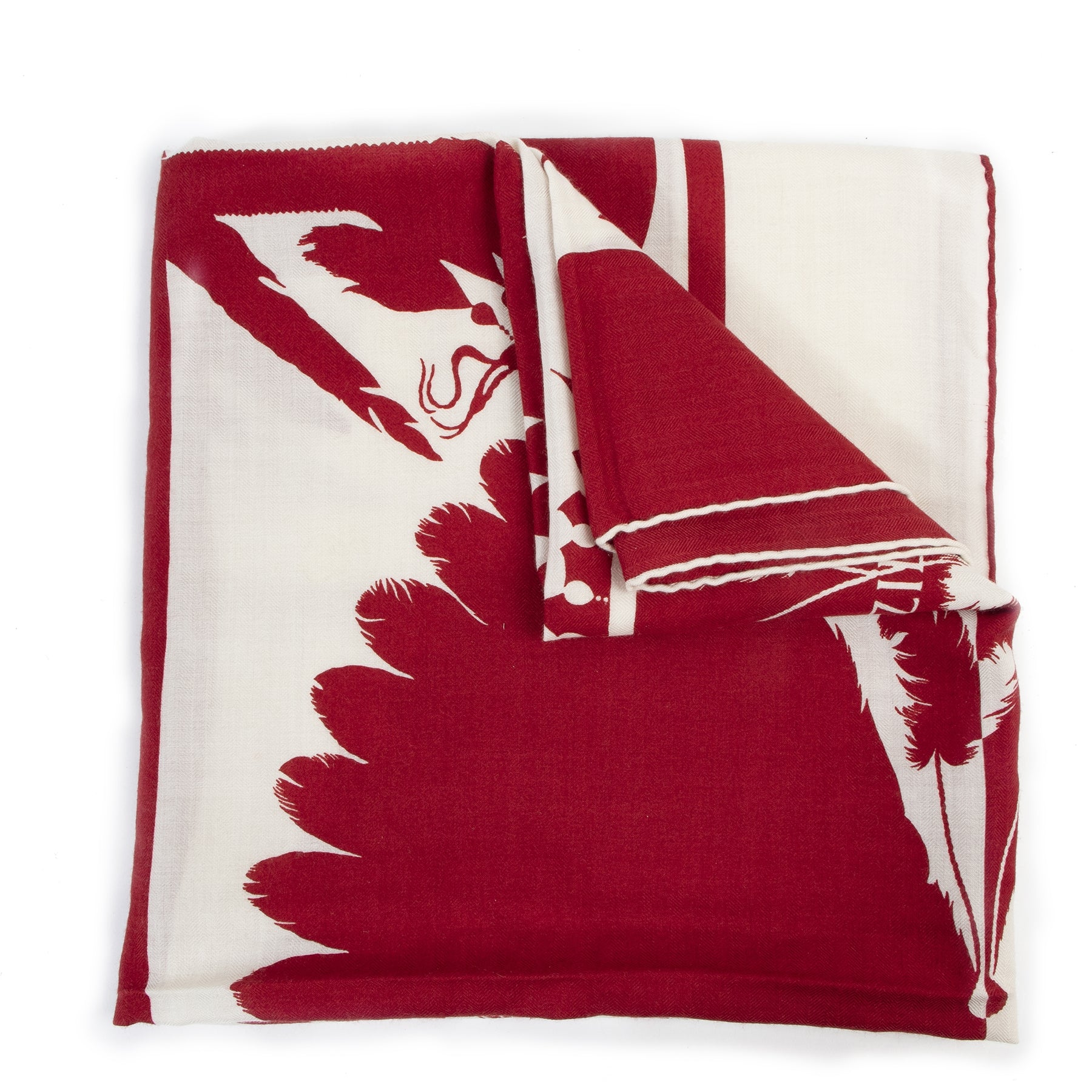 Authentic secondhand Hermès Red 'Brazil' Cashmere Scarf designer accessories fashion luxury vintage webshop safe secure online shopping