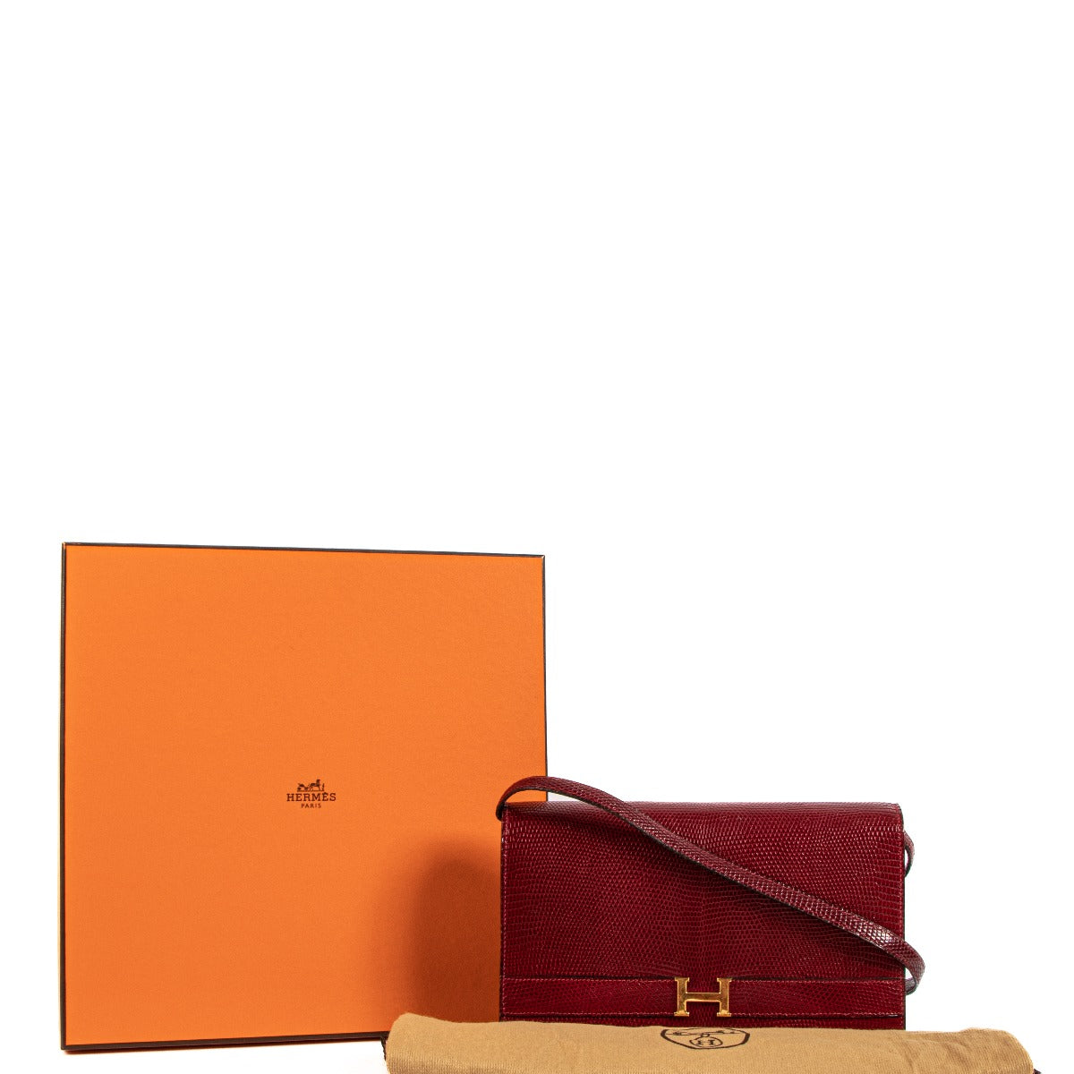 Hermès Annie Rouge H Lizard Vintage Shoulder Bag