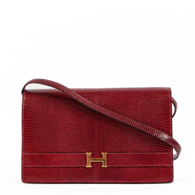 Hermès Annie Rouge H Lizard Vintage Shoulder Bag