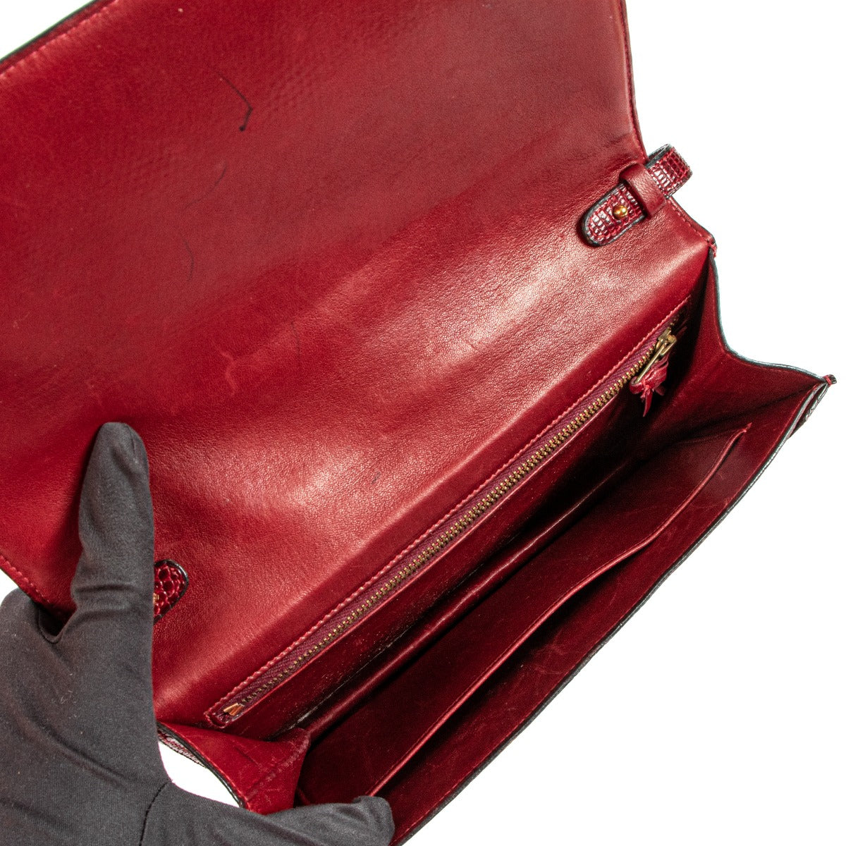 Hermès Annie Rouge H Lizard Vintage Shoulder Bag