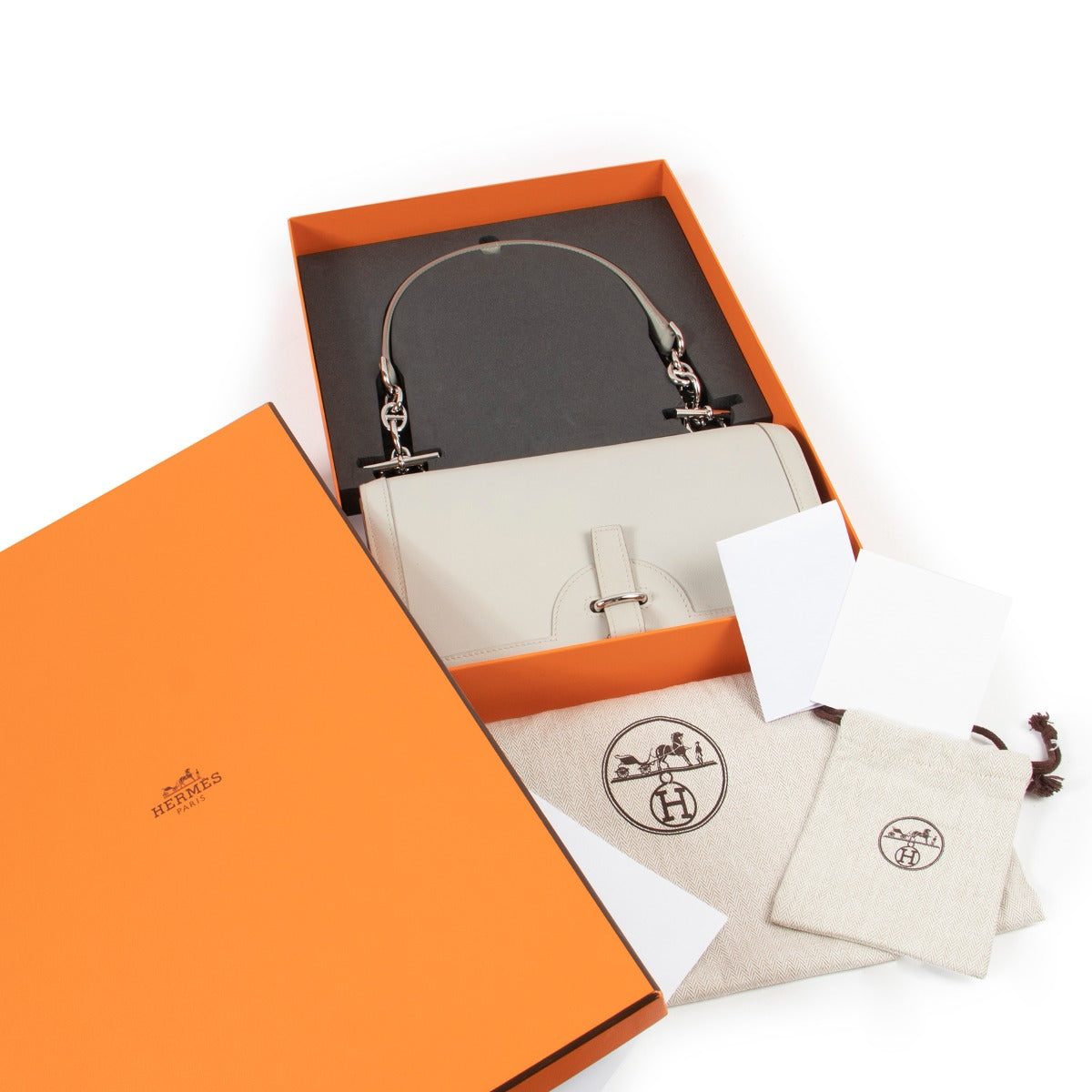 Hermès Chaine d'Ancre Beige Swift PHW