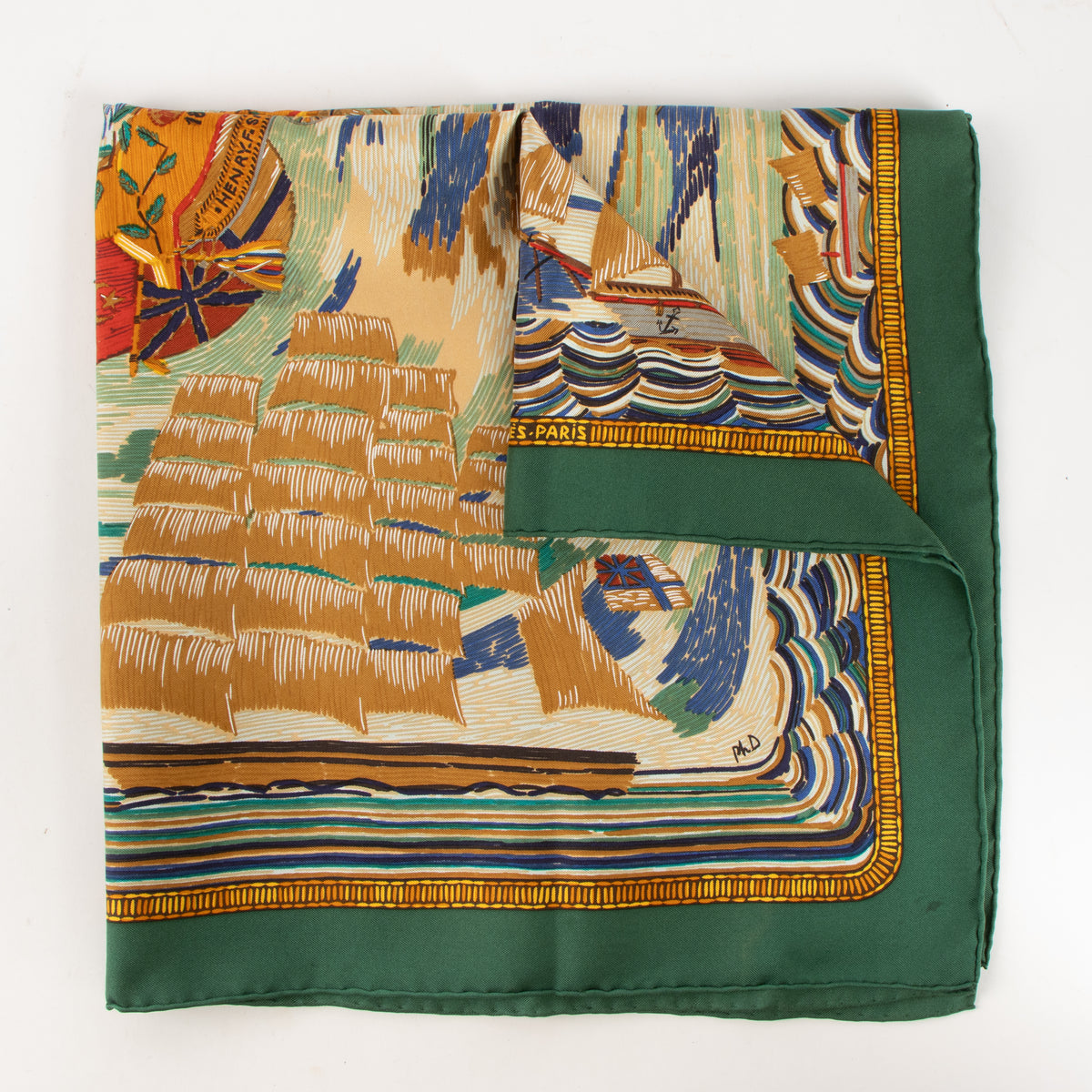 Hermès Marine Naïve Henry F. Smith Multicolour Silk Carré 70 Scarf