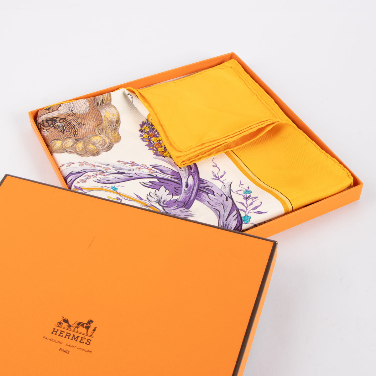 Hermès Yellow Silk Cérès Carré 90 Scarf