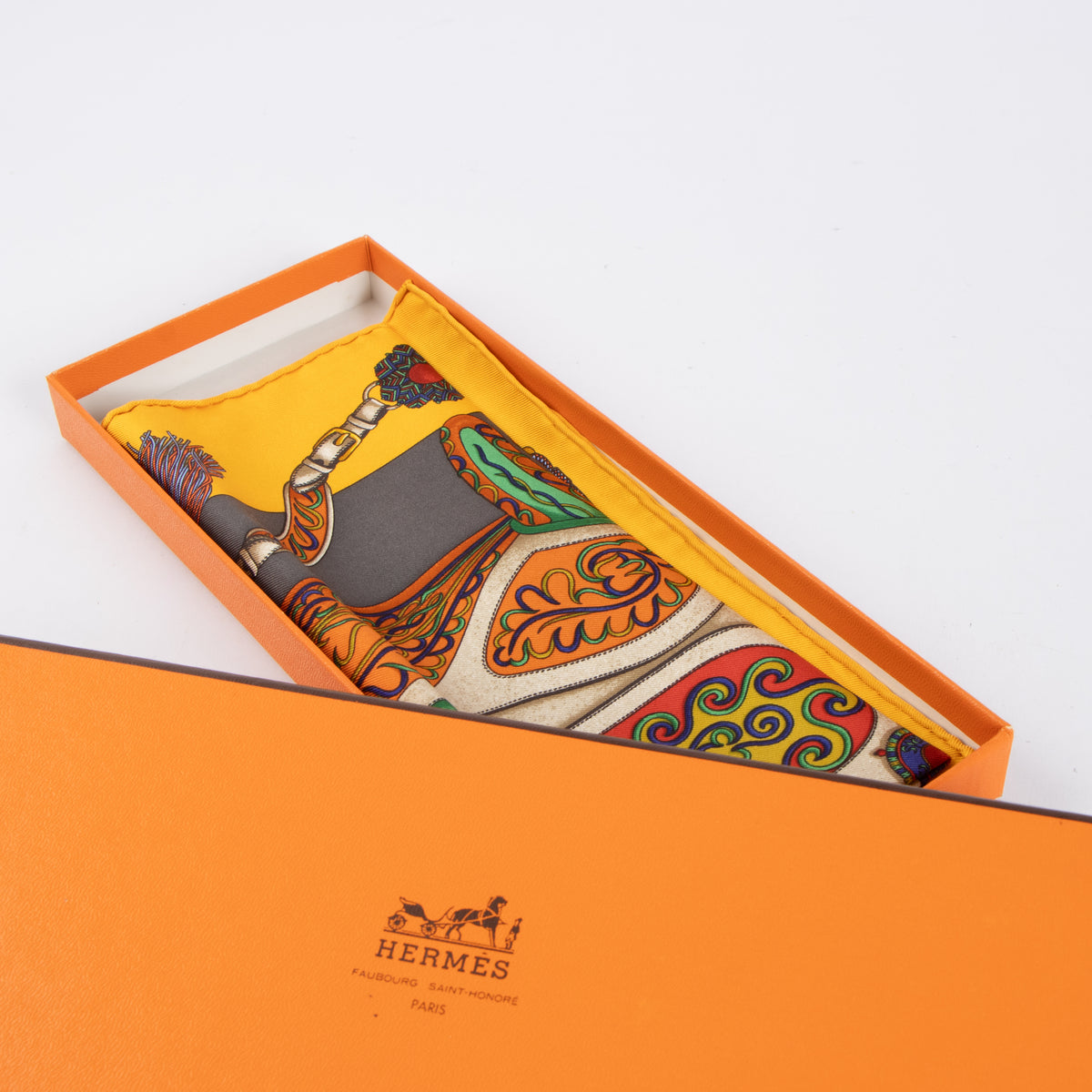 Hermes Yellow Silk  Festival des Amazones Gavroche 45 Scarf