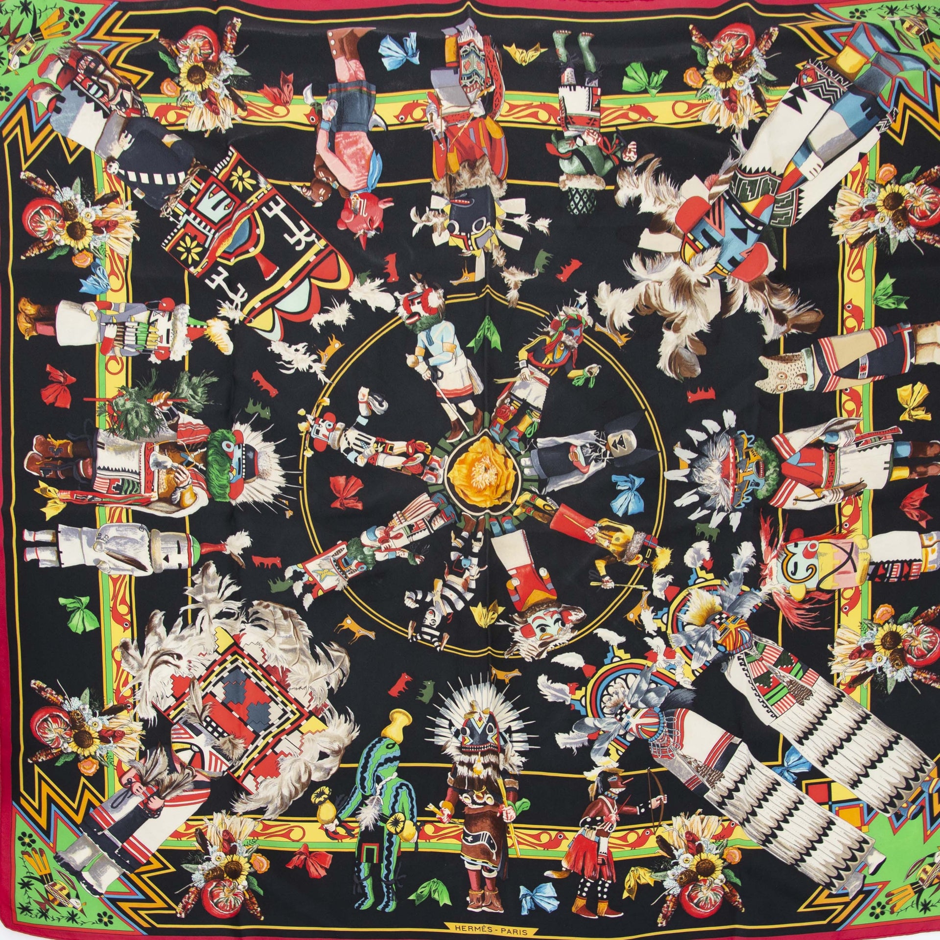 Authentieke tweedehands Hermes Scarf Aztec Print online shopping LabelLOV