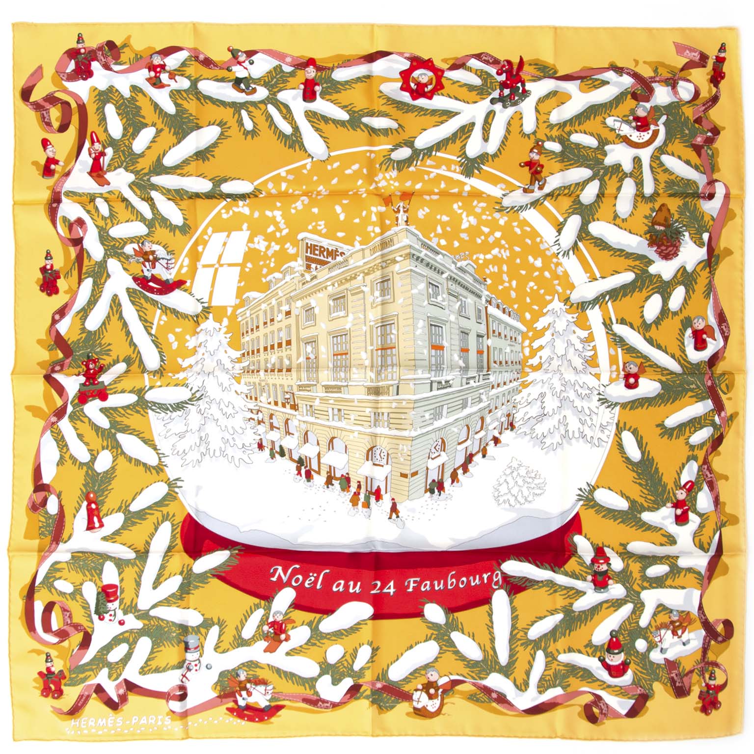shop your designer Hermès Carré De Soie 'Noël Au 24 Faubourg' at the best price Hermès Carré De Soie 'Noël Au 24 Faubourg'