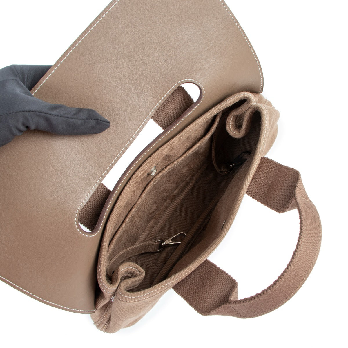 Hermès Valparaiso PM Etoupe Canvas And Leather Handbag
