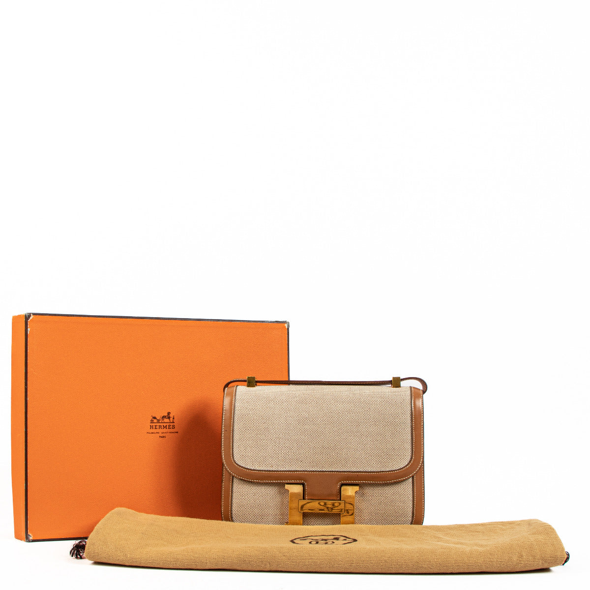 Hermès Vintage Constance 23 Toile H/Box Gold Hardware