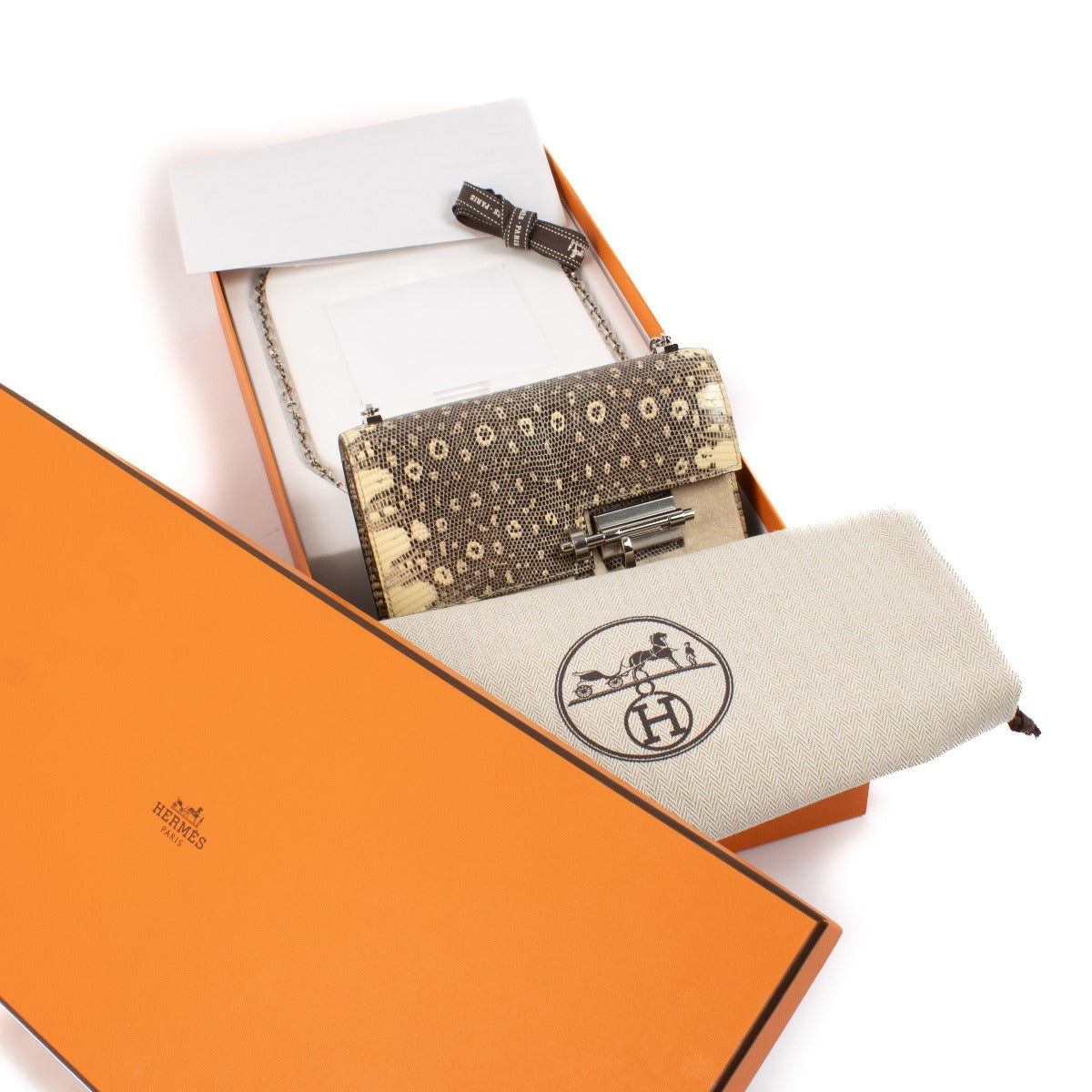 Hermès Verrou Chaine Mini Ombré Lizard PHW