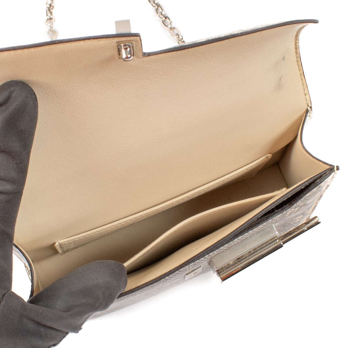 Hermès Verrou Chaine Mini Lézard Ombré PHW