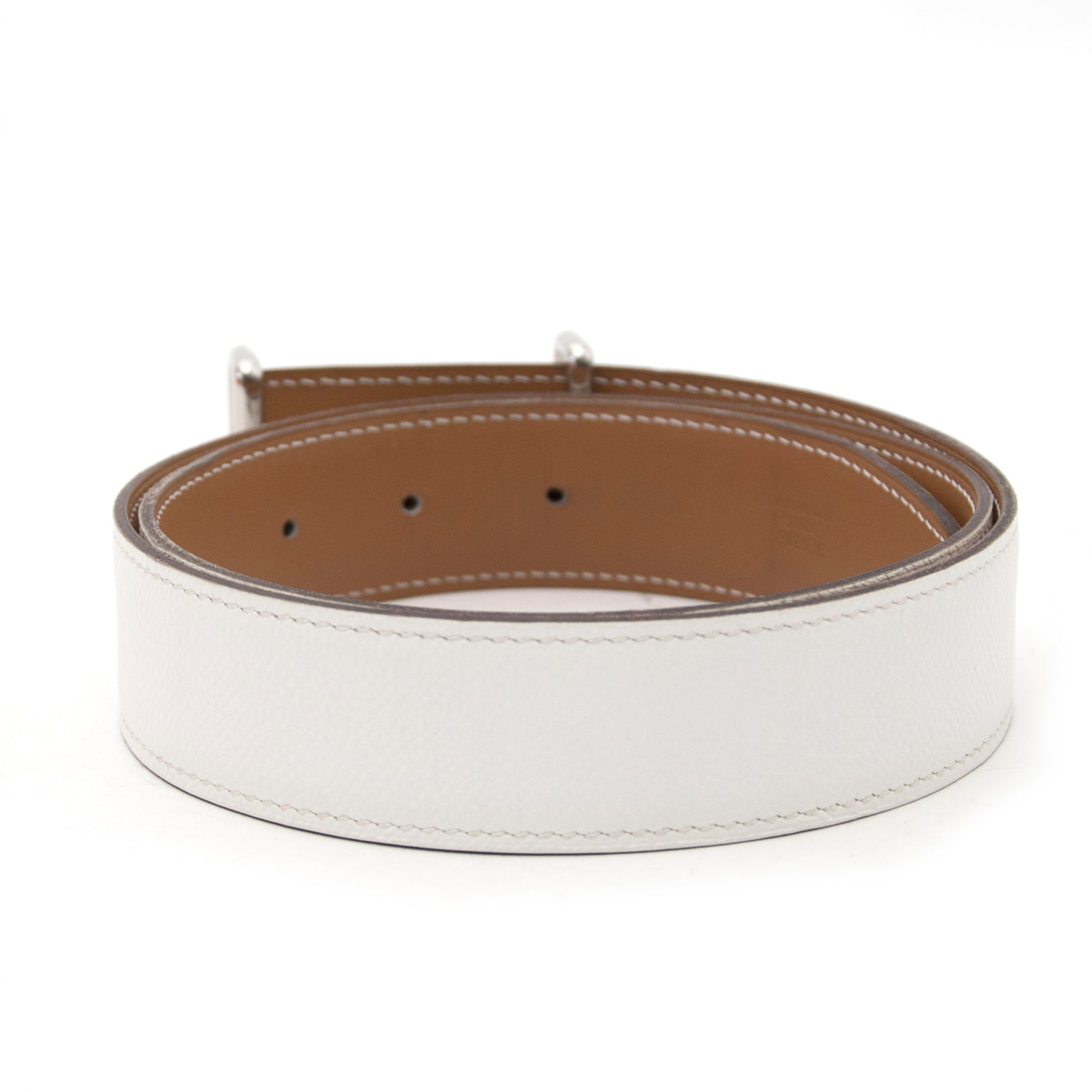 Acheter en ligne chez Labellov.com Hermès Reversible White/Gold H Buckle PHW Belt
