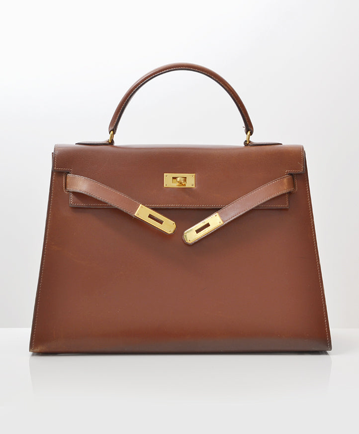 buy online second hand vintage hermes noisette boxcalf kelly for the best price 100% real authentic Hermes