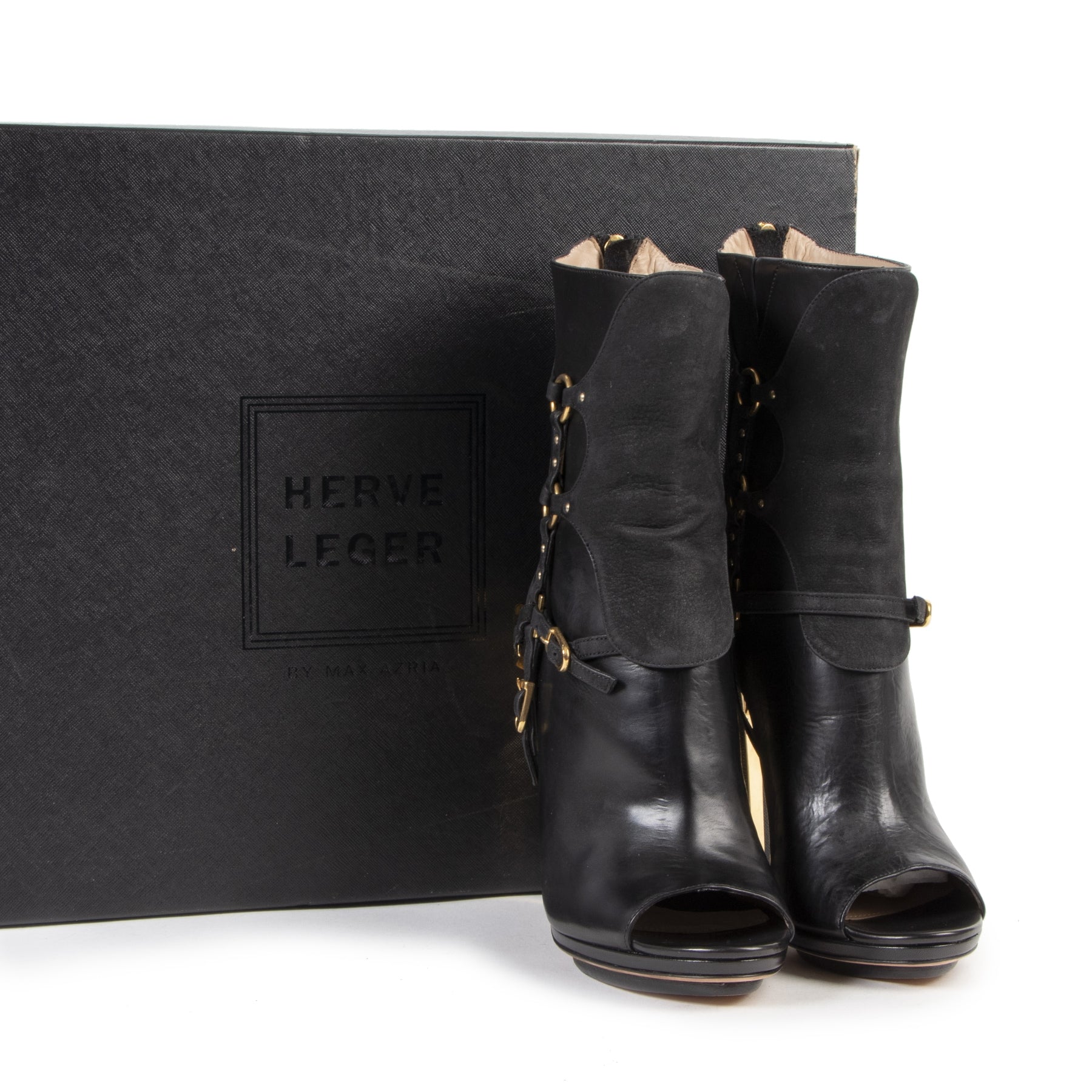 Herve Leger Black Alyn Day Boots pour le meilleur prix chez Labellov à Anvers