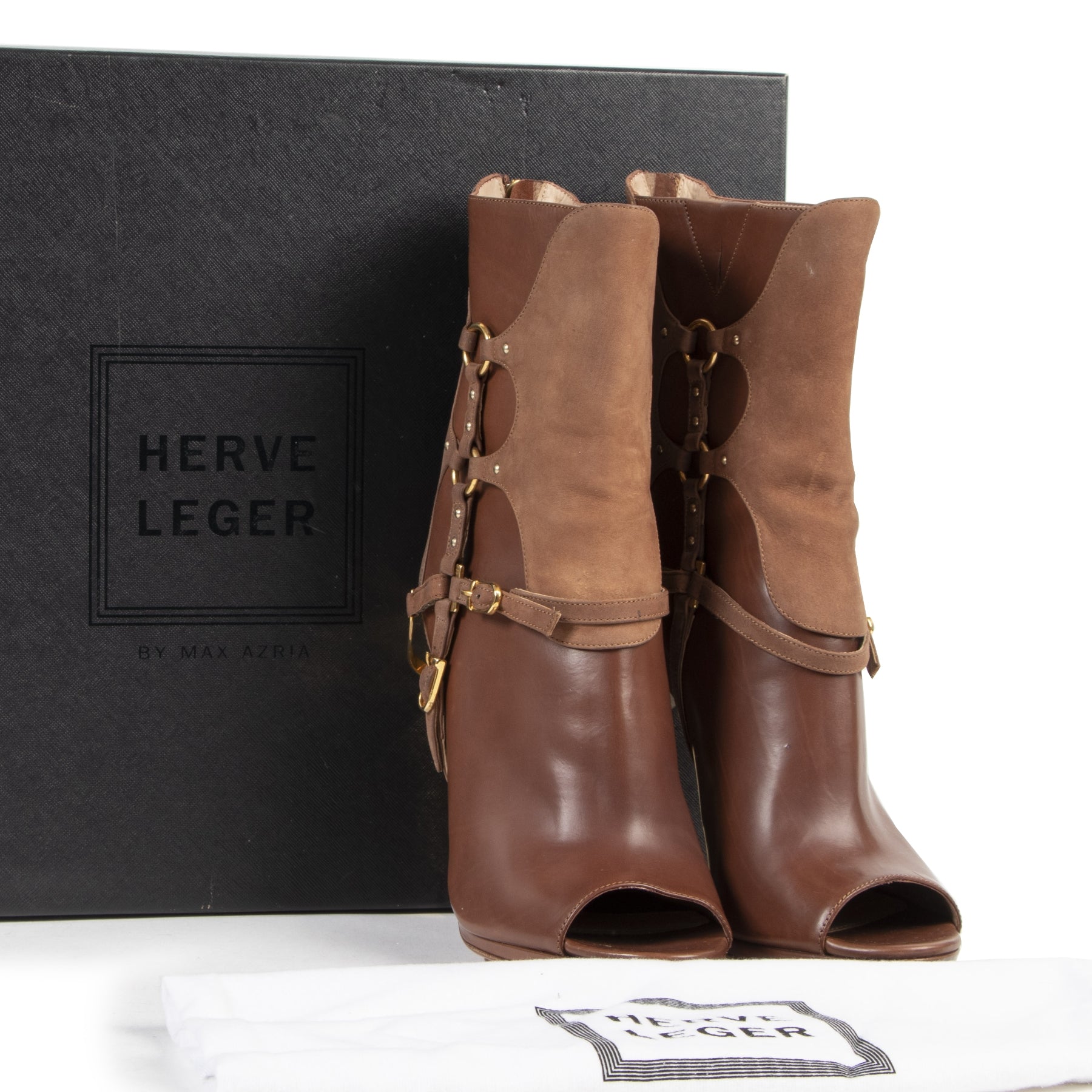 We buy and sell your Herve Leger Brown Alyn Day Boots for the best price online