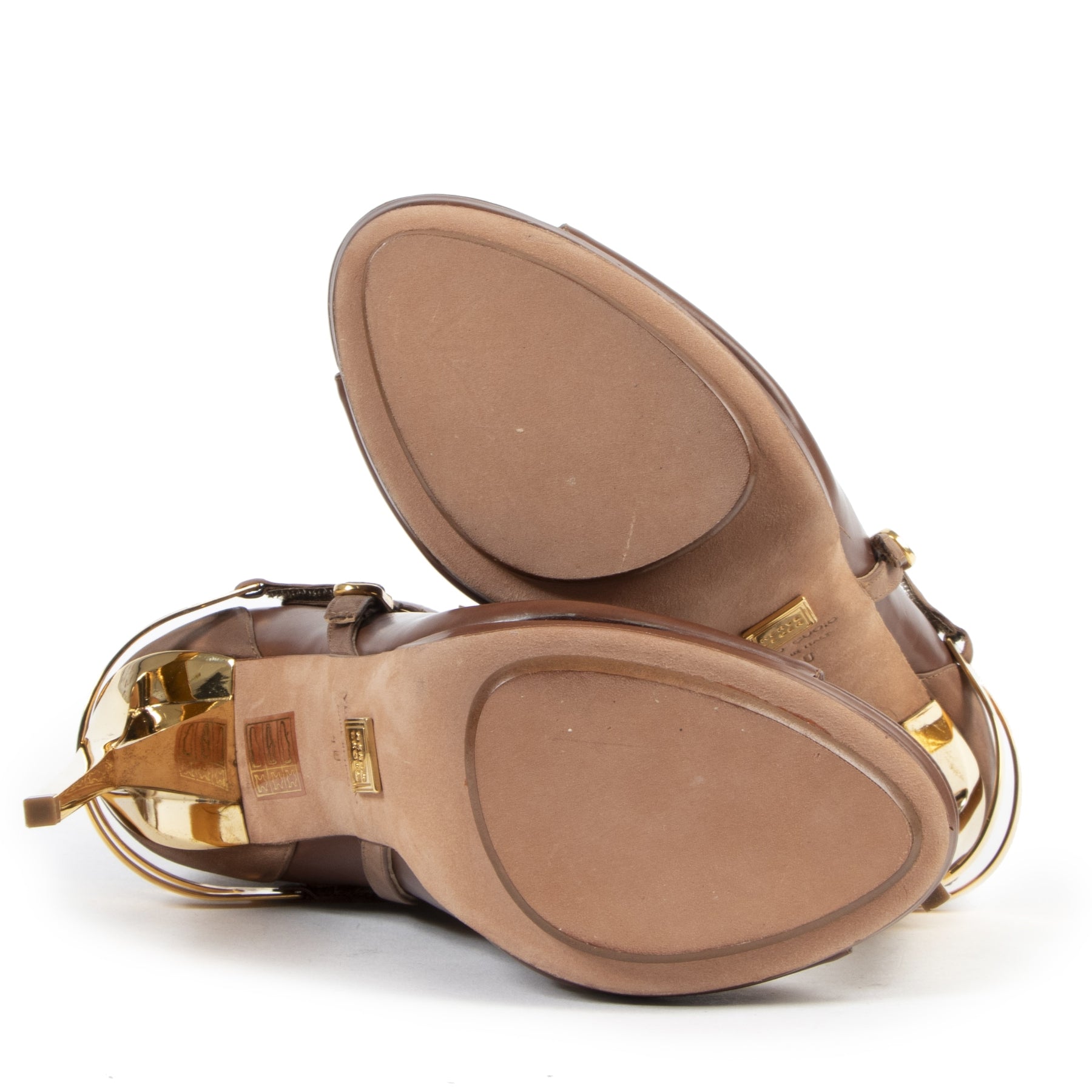 Herve Leger Brown Alyn Day Boots available at Labellov secondhand luxury in Belgium Antwerp
