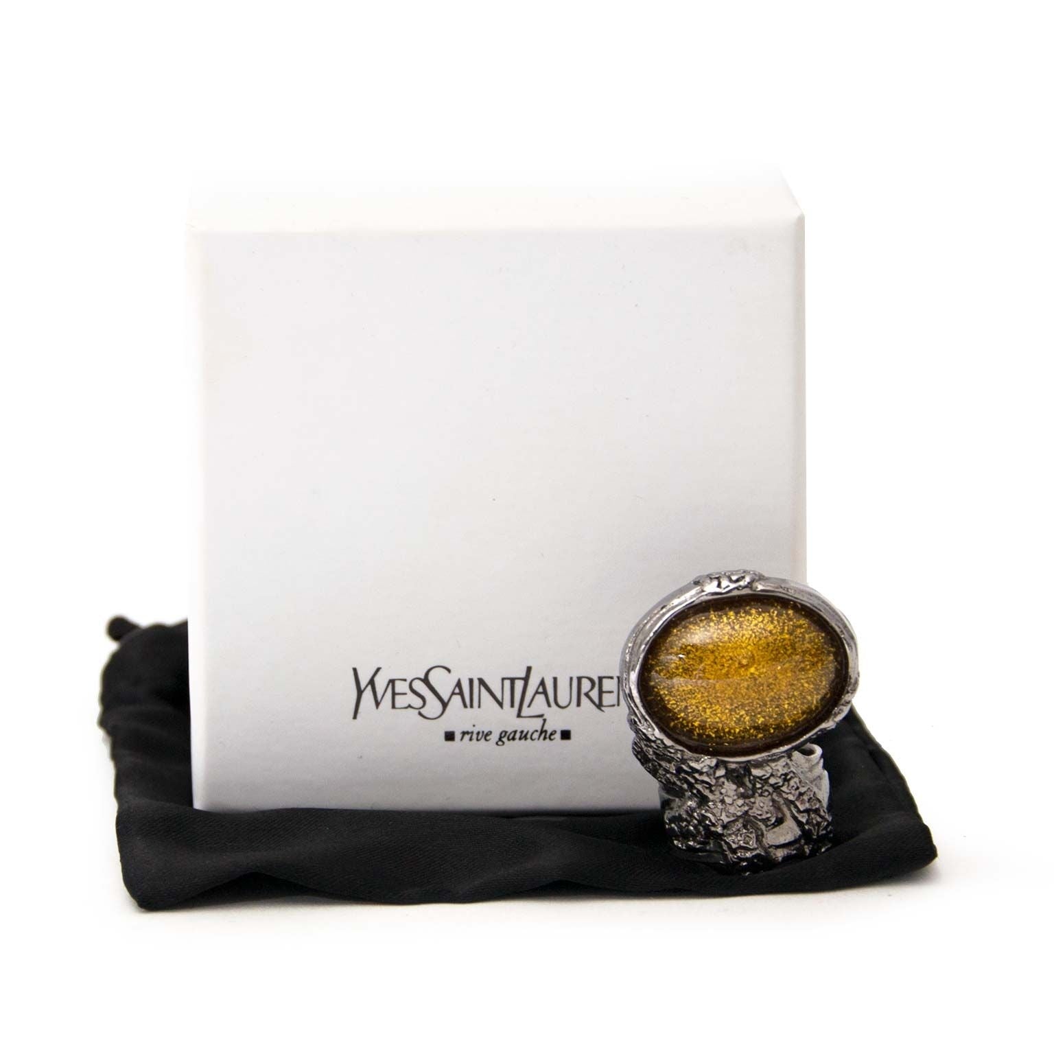 achteter YSL oval silver ring sur labellov