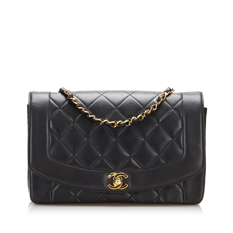 Shop safe online at Labellov in Antwerp, Brussels and Knokke this 100% authentic second hand Chanel Black Leather Diana Flap Crossbody