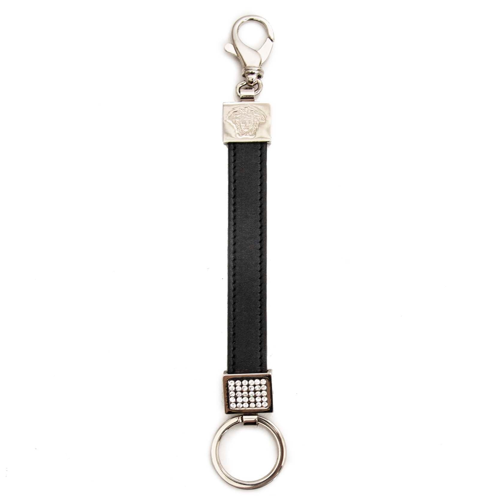 Versace Key Holder With Black Leather Strap