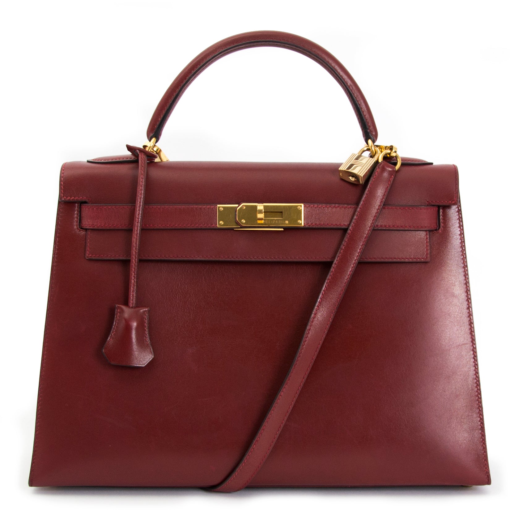koop jou Hermes Kelly Sellier 32 Bordeaux Box Calf online aan de beste prijs Hermes Kelly Sellier 32 Bordeaux Box Calf