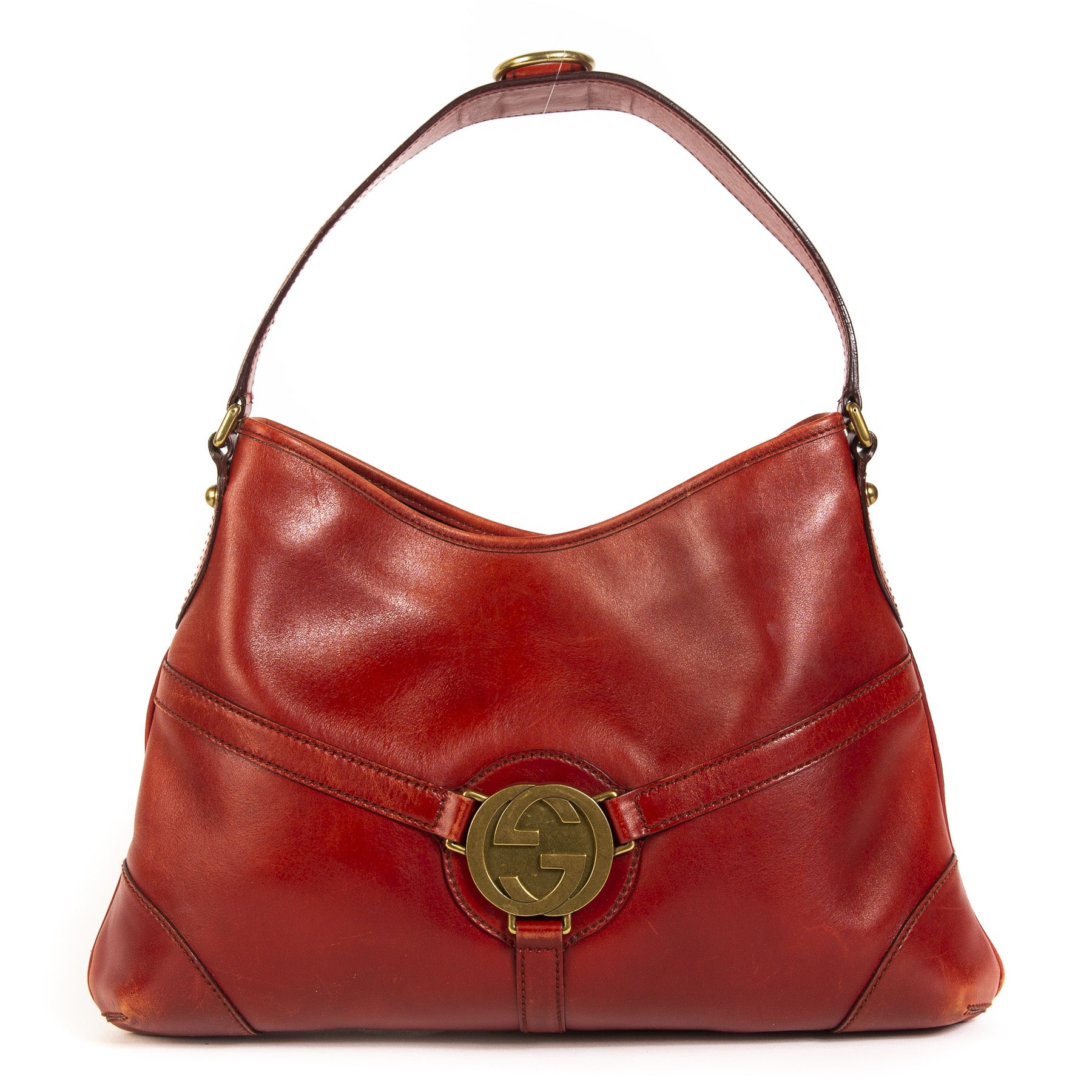 Gucci Red Interlocking GG Reins Shoulder Bag
