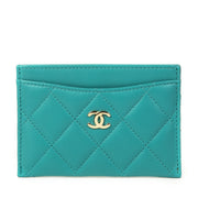 Chanel Turquoise Quilted Leather Card Holder