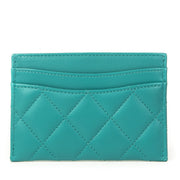 Chanel Turquoise Quilted Leather Card Holder