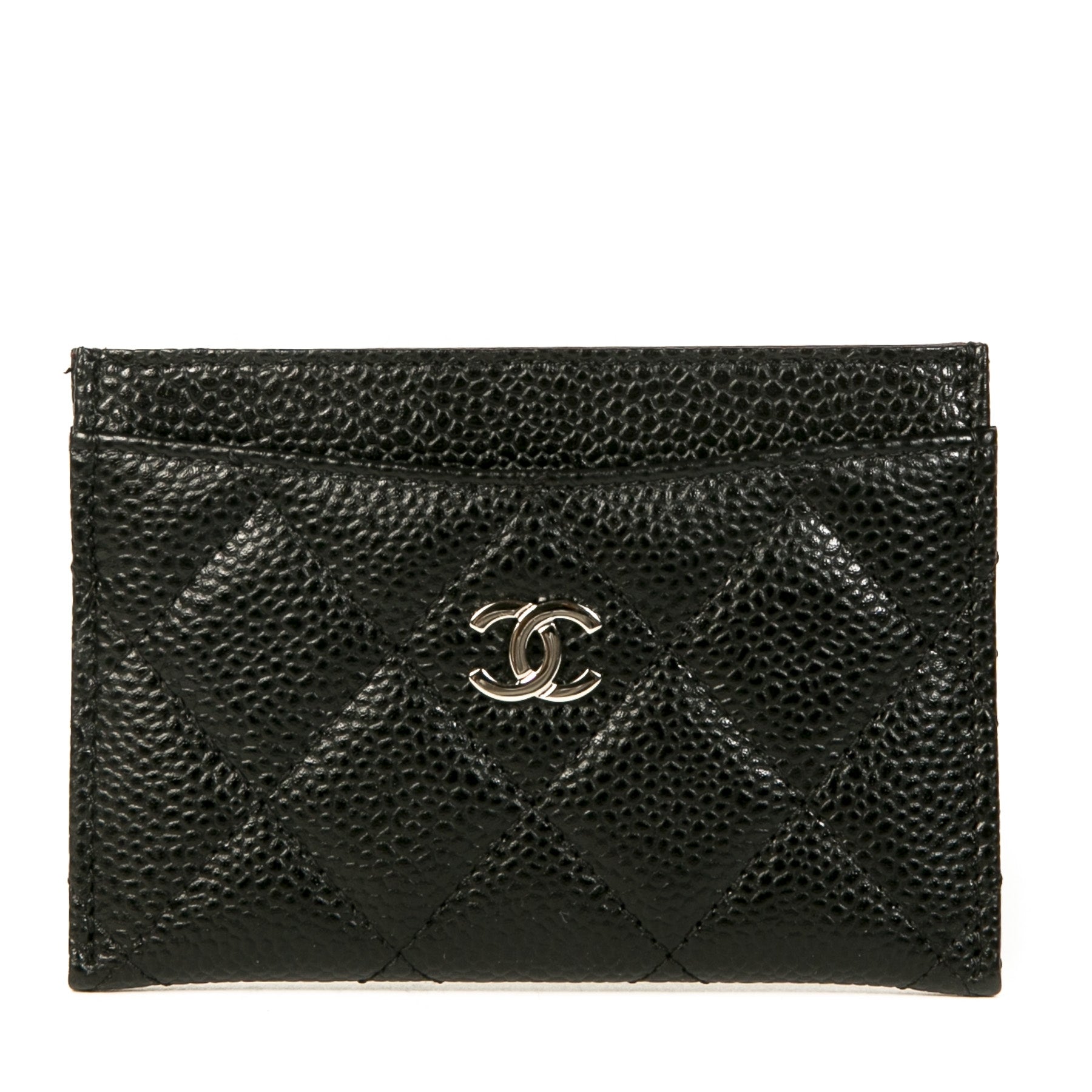 Authentieke Tweedehands Chanel Black Quilted Leather Card Holder juiste prijs veilig online shoppen luxe merken webshop winkelen Antwerpen België mode fashion