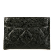 Authentieke Tweedehands Chanel Black Quilted Leather Card Holder juiste prijs veilig online shoppen luxe merken webshop winkelen Antwerpen België mode fashion