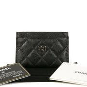 Authentieke Tweedehands Chanel Black Quilted Leather Card Holder juiste prijs veilig online shoppen luxe merken webshop winkelen Antwerpen België mode fashion